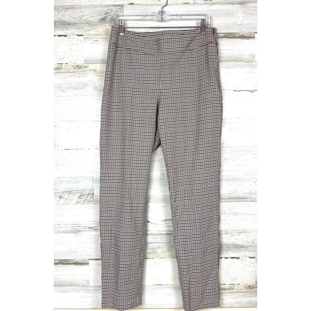 Talbots Womens 6 Brown Plaid Chatham Zip Ankle Dress Pants Casual Trousers Work